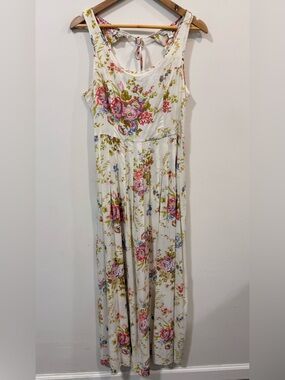 LC Lauren Conrad White Floral Spring Summer Preppy Vacation Maxi Dress Size 10